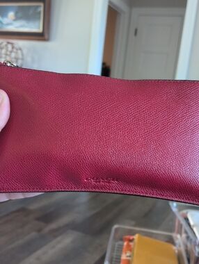 Coach Pebbled Leather Cosmetic Zip  Wine Red Bag